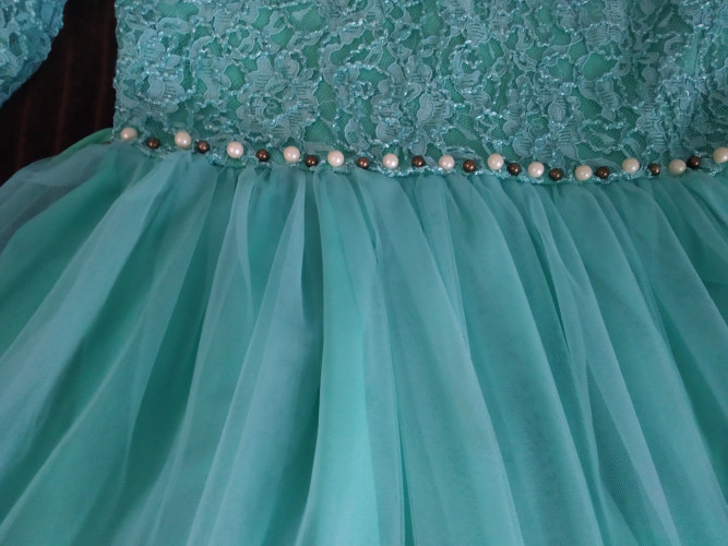 Сукня бірюзового кольору для дівчинки 10-11років. фото 4
