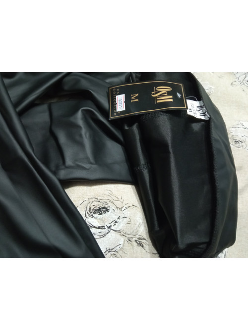 Жіночі легінси лосини з кишенями з екошкіри без флісу чорний фото 6