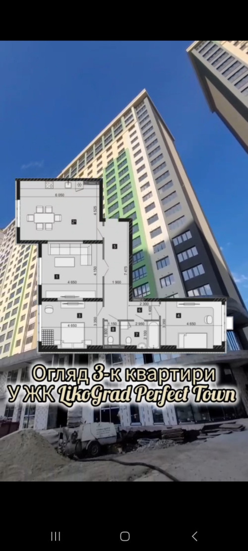 3-кімнатна квартира в процесі будівнитцва в ЖК LikoGrad Perfect Town фото 3