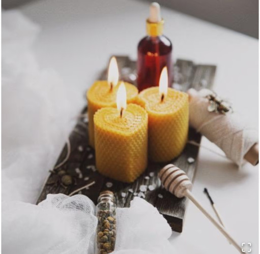 подарунковий набір натуральних медових еко свічок з вощини фото 2