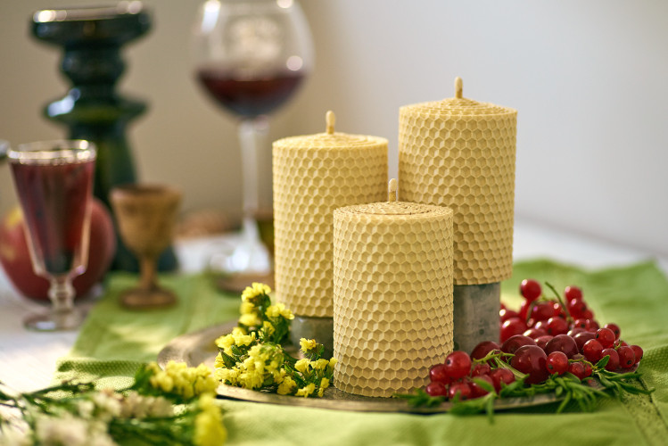 подарунковий набір натуральних медових еко свічок з вощини фото 3